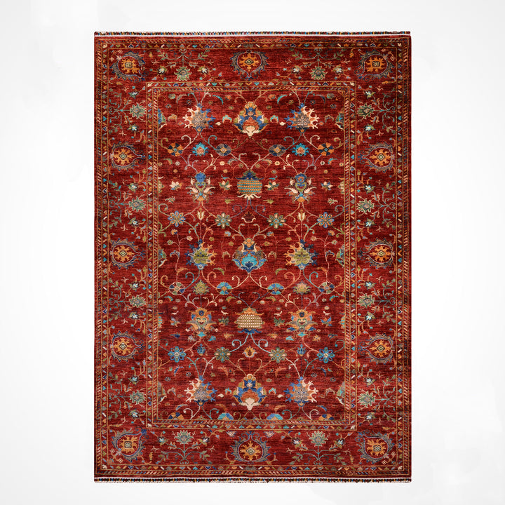 Sultani Binbirgece Orijinal El Dokuması Kırmızı Kök Boya Yün Halı 204x295 6.02 Metrekare - 7x10 ft