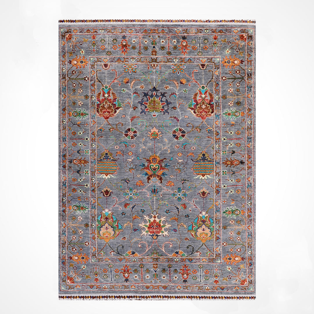 Sultani Binbirgece Orijinal El Dokuması Gri Kök Boya Yün Halı 149x202 3.01 Metrekare - 5x6 ft