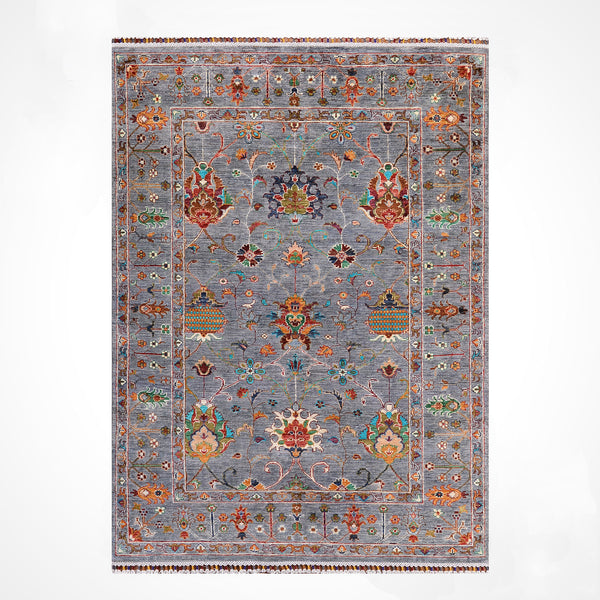 Sultani Binbirgece Orijinal El Dokuması Gri Kök Boya Yün Halı 149x202 3.01 Metrekare - 5x6 ft