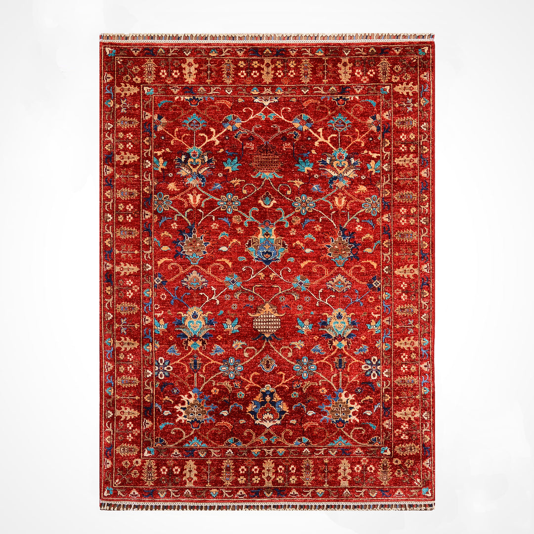 Sultani Binbirgece Orijinal El Dokuması Kırmızı Kök Boya Yün Halı 149x202 3.01 Metrekare - 5x6 ft