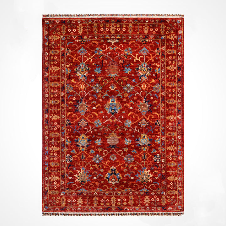 Sultani Binbirgece Orijinal El Dokuması Kırmızı Kök Boya Yün Halı 150x198 2.97 Metrekare - 5x6 ft