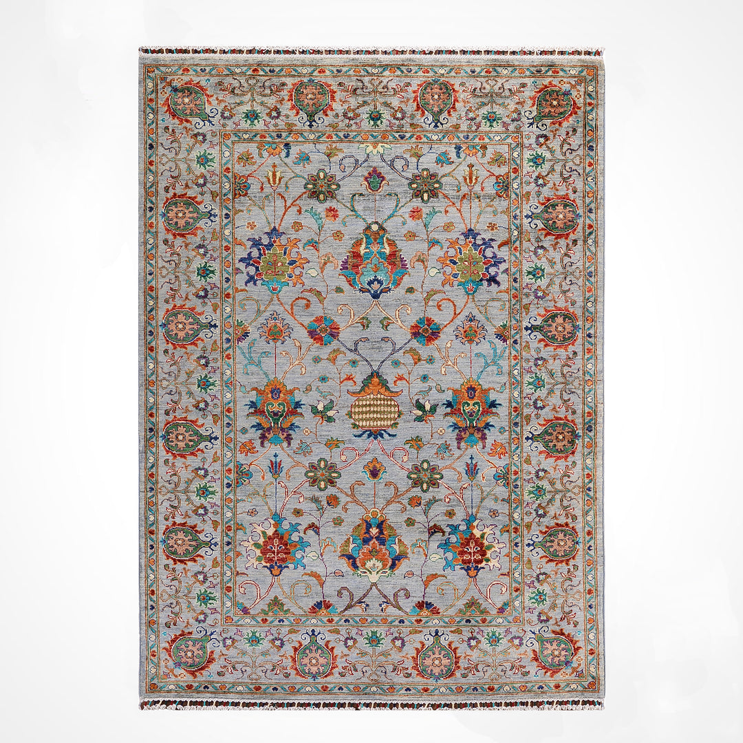 Sultani Binbirgece Orijinal El Dokuması Gri Kök Boya Yün Halı 150x202 3.03 Metrekare - 5x6 ft