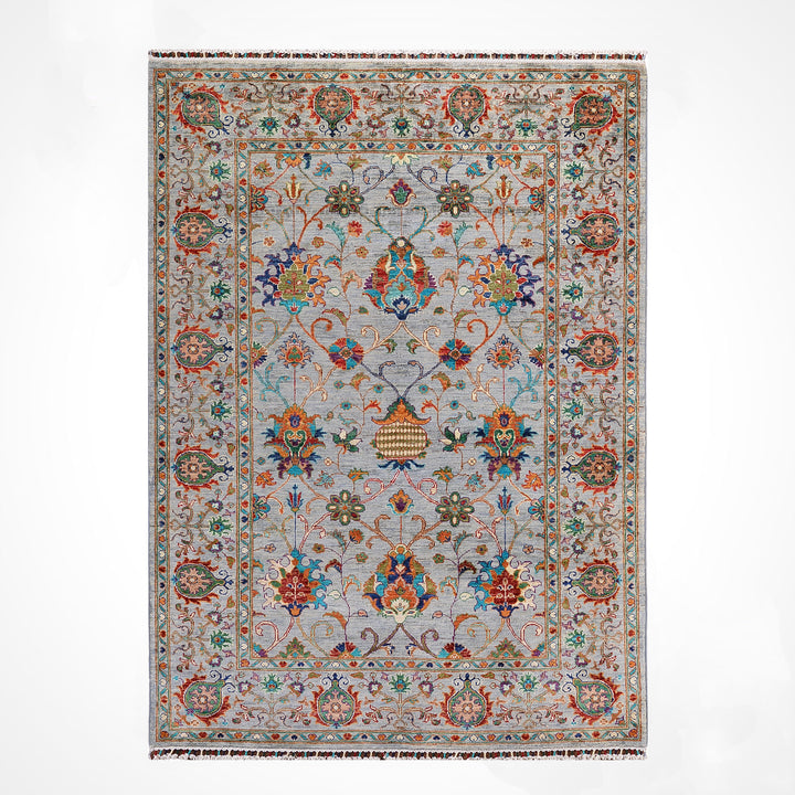 Sultani Binbirgece Orijinal El Dokuması Gri Kök Boya Yün Halı 150x202 3.03 Metrekare - 5x6 ft