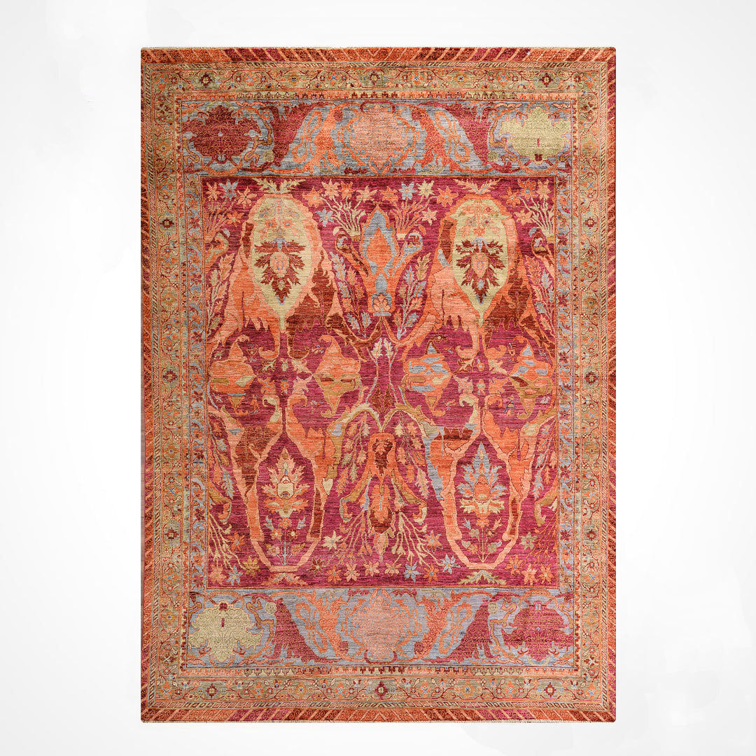 Selçuklu Orijinal El Dokuması Turuncu Kök Boya Yün Halı 248x302 7.49 Metrekare - 7x10 ft