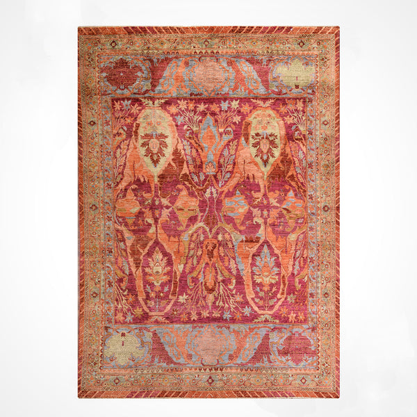 Selçuklu Orijinal El Dokuması Turuncu Kök Boya Yün Halı 248x302 7.49 Metrekare - 7x10 ft