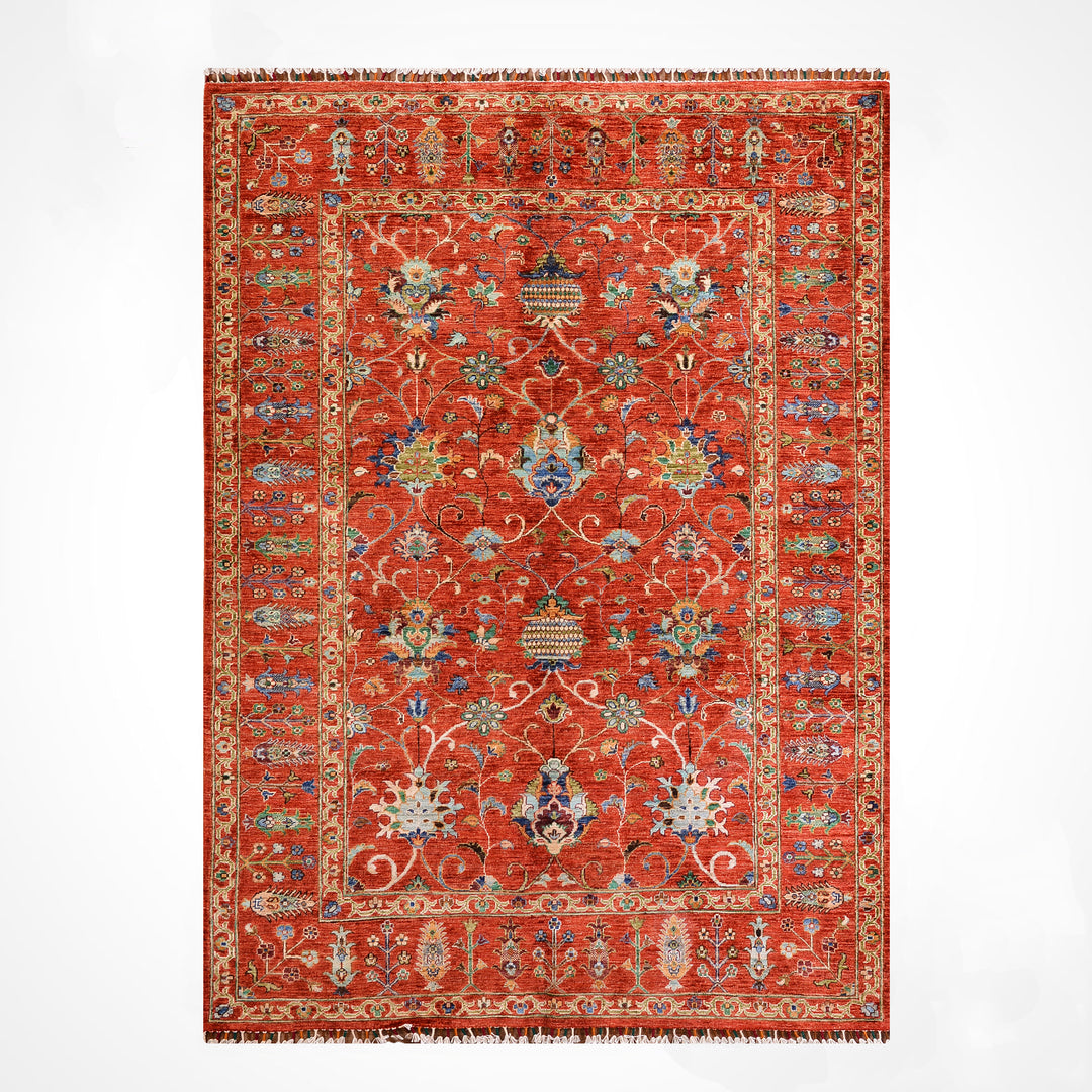 Sultani Binbirgece Orijinal El Dokuması Kırmızı Kök Boya Yün Halı 179x235 4.21 Metrekare - 5x8 ft