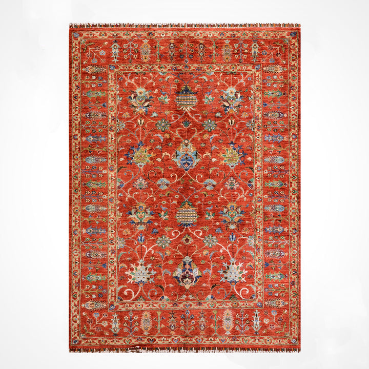 Sultani Binbirgece Orijinal El Dokuması Kırmızı Kök Boya Yün Halı 179x235 4.21 Metrekare - 5x8 ft