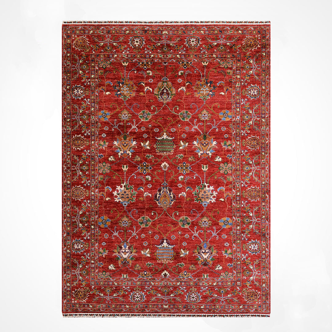 Sultani Binbirgece Orijinal El Dokuması Kırmızı Kök Boya Yün Halı 175x239 4.18 Metrekare - 5x8 ft