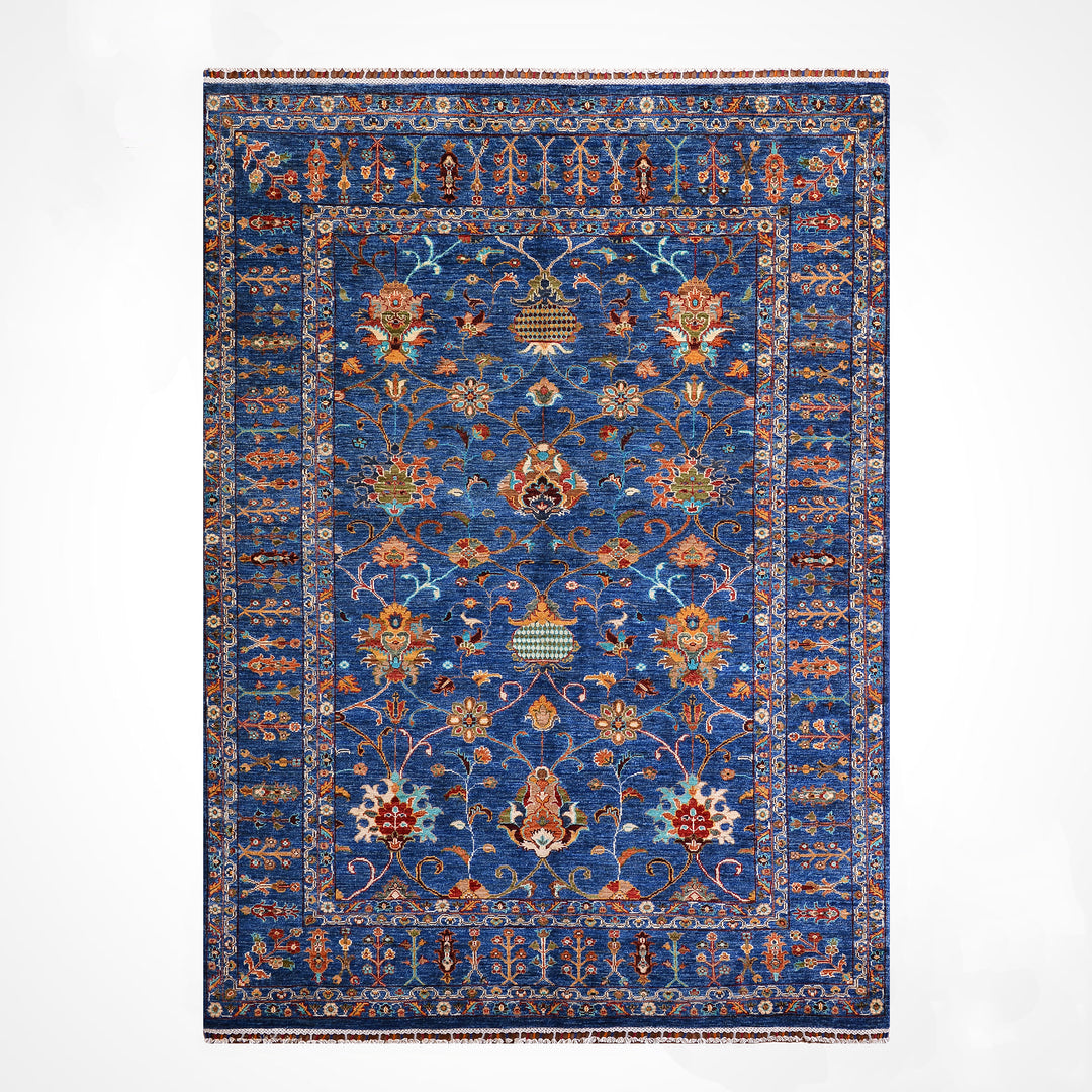 Sultani Binbirgece Orijinal El Dokuması Lacivert Kök Boya Yün Halı 176x246 4.33 Metrekare - 5x8 ft