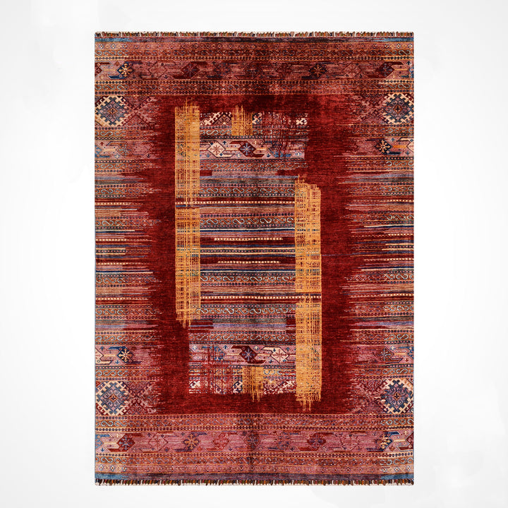 Khorjin Orijinal El Dokuması Kırmızı Kök Boya Yün Halı 169x249 4.21 Metrekare - 5x7 ft