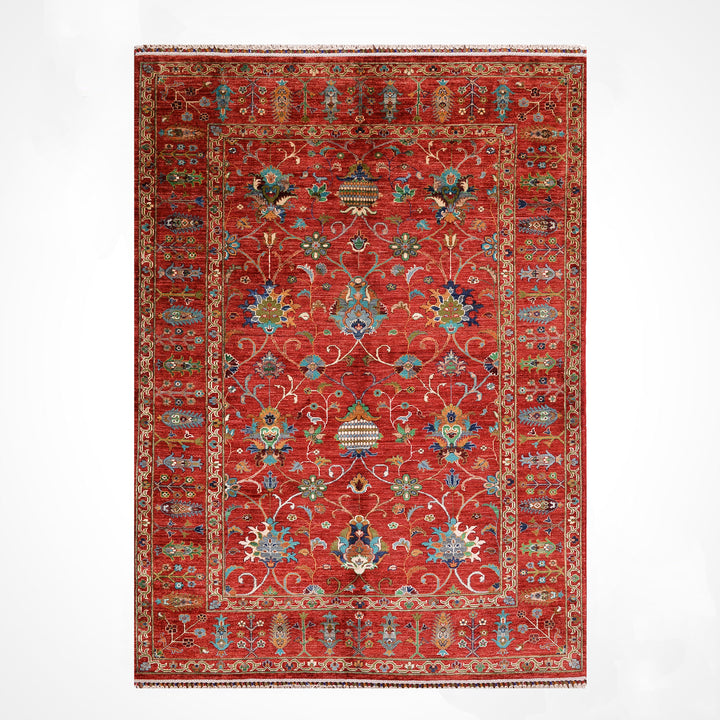 Sultani Binbirgece Orijinal El Dokuması Kırmızı Kök Boya Yün Halı 171x245 4.19 Metrekare - 5x8 ft