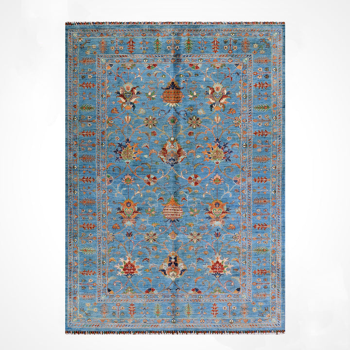 Sultani Binbirgece Orijinal El Dokuması Mavi Kök Boya Yün Halı 175x251 4.39 Metrekare - 5x8 ft
