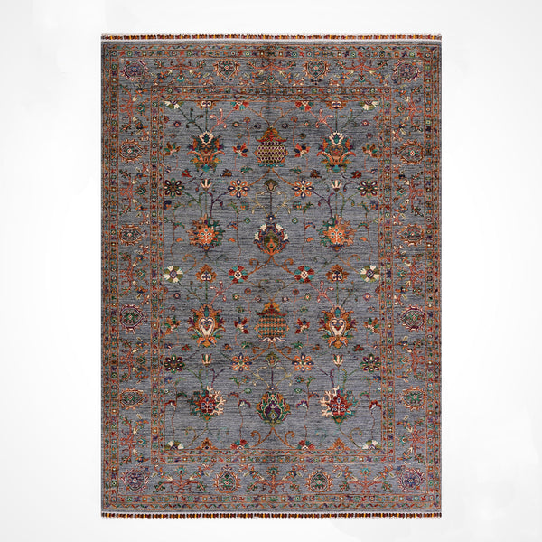 Sultani Binbirgece Orijinal El Dokuması Gri Kök Boya Yün Halı 174x244 4.25 Metrekare - 5x8 ft
