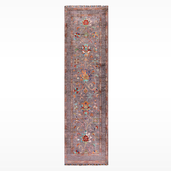 Sultani Binbirgece Yolluk Orijinal El Dokuması Kahverengi Kök Boya Yün Halı 0.84x256 2.15 Metrekare - 3x8 ft
