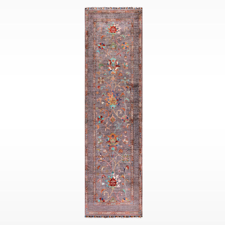 Sultani Binbirgece Yolluk Orijinal El Dokuması Kahverengi Kök Boya Yün Halı 0.84x256 2.15 Metrekare - 3x8 ft