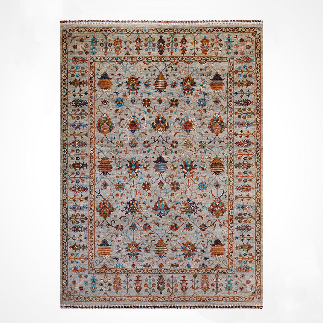 Sultani Binbirgece Orijinal El Dokuması Gri Kök Boya Yün Halı 243x301 7.31 Metrekare - 7x10 ft