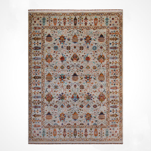 Sultani Binbirgece Orijinal El Dokuması Gri Kök Boya Yün Halı 243x301 7.31 Metrekare - 7x10 ft