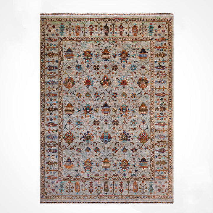 Sultani Binbirgece Orijinal El Dokuması Gri Kök Boya Yün Halı 243x301 7.31 Metrekare - 7x10 ft