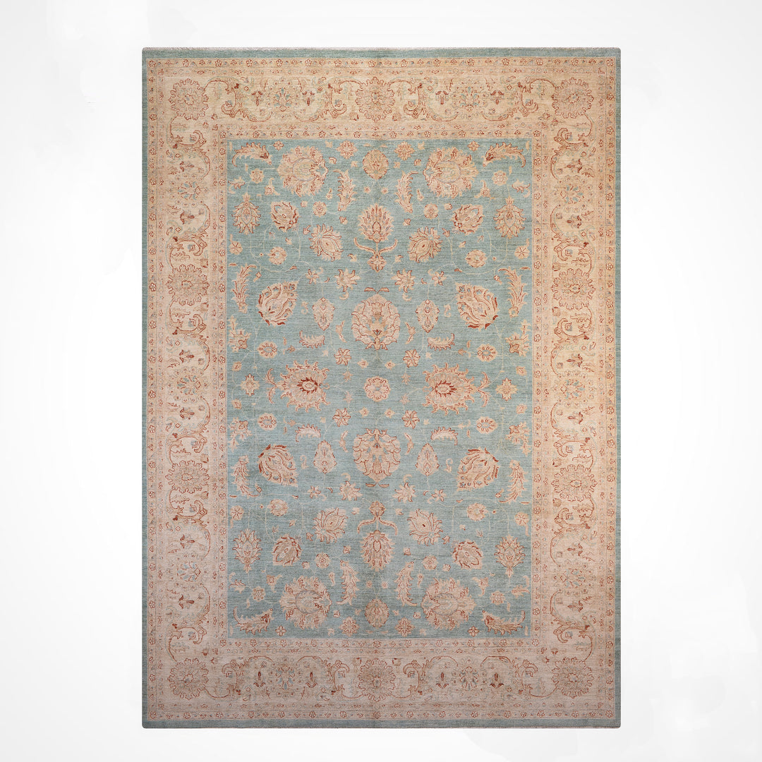 Uşak Orijinal El Dokuması Turkuaz Kök Boya Yün Halı 274x373 10.22 Metrekare - 10x14 ft