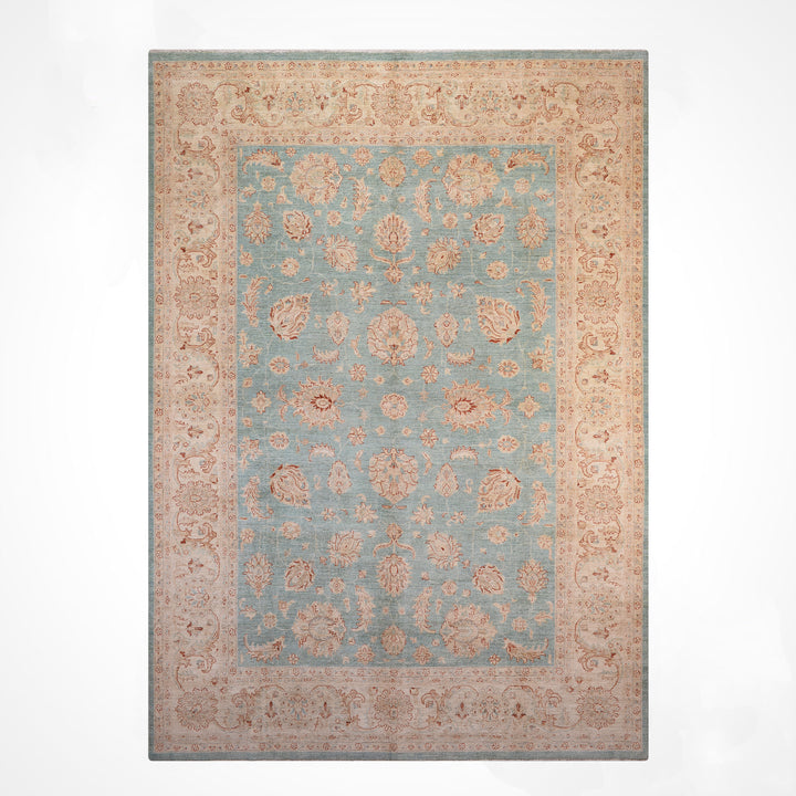 Uşak Orijinal El Dokuması Turkuaz Kök Boya Yün Halı 274x373 10.22 Metrekare - 10x14 ft