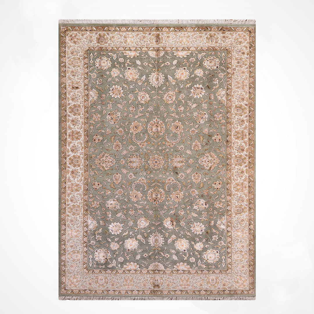 Hint Uşağı Orijinal El Dokuması Yeşil Yün Bambu Halı 200x298 5.96 Metrekare - 8x10 ft