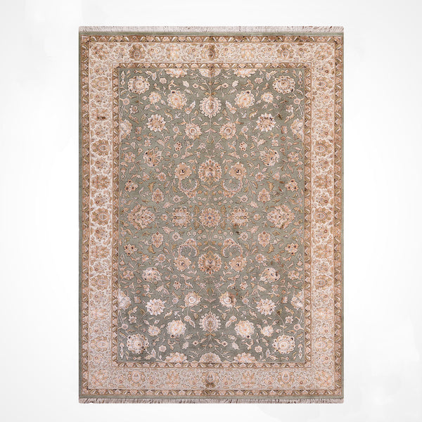 Hint Uşağı Orijinal El Dokuması Yeşil Yün Bambu Halı 200x298 5.96 Metrekare - 8x10 ft