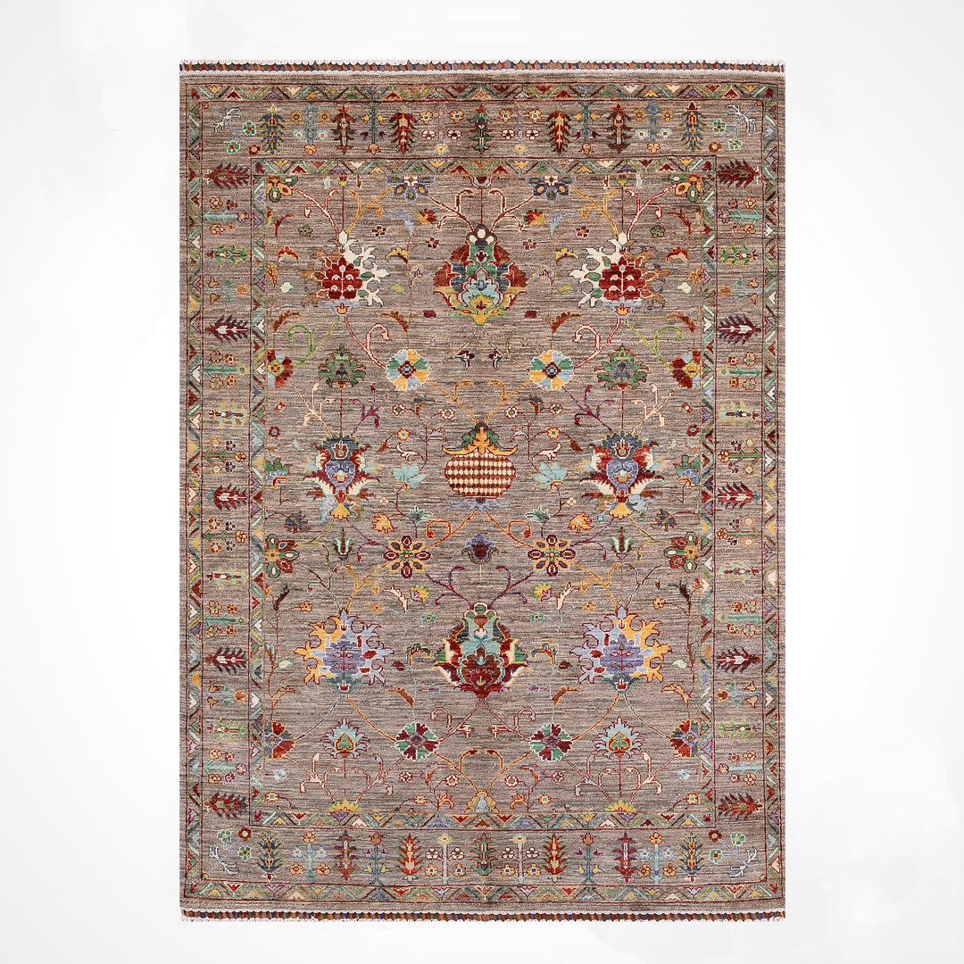 Sultani Binbirgece Orijinal El Dokuması Bej Kök Boya Yün Halı 150x205 3.08 Metrekare - 5x6 ft