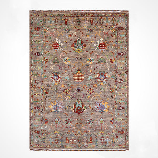 Sultani Binbirgece Orijinal El Dokuması Bej Kök Boya Yün Halı 150x205 3.08 Metrekare - 5x6 ft