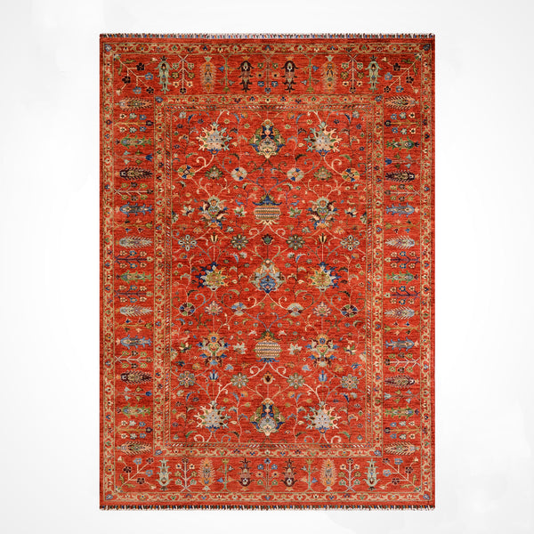Sultani Binbirgece Orijinal El Dokuması Kırmızı Kök Boya Yün Halı 205x303 6.21 Metrekare - 7x10 ft