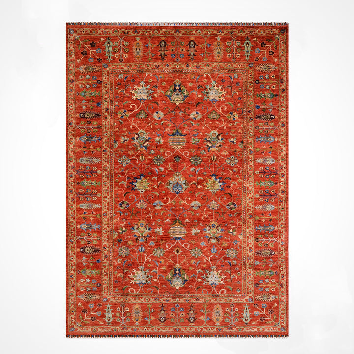 Sultani Binbirgece Orijinal El Dokuması Kırmızı Kök Boya Yün Halı 205x303 6.21 Metrekare - 7x10 ft