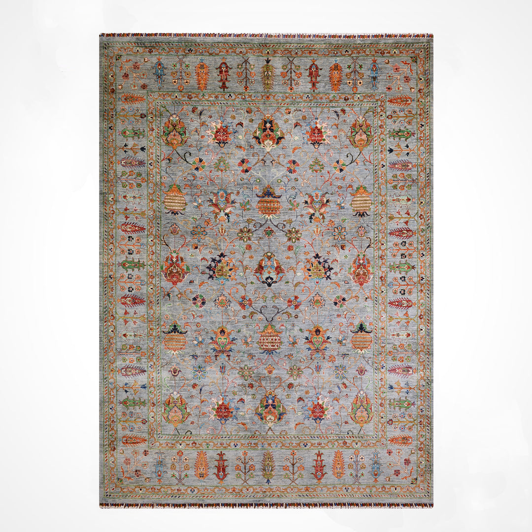 Sultani Binbirgece Orijinal El Dokuması Gri Kök Boya Yün Halı 250x297 7.43 Metrekare - 8x10 ft