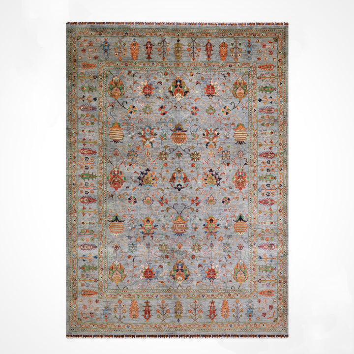 Sultani Binbirgece Orijinal El Dokuması Gri Kök Boya Yün Halı 250x297 7.43 Metrekare - 8x10 ft