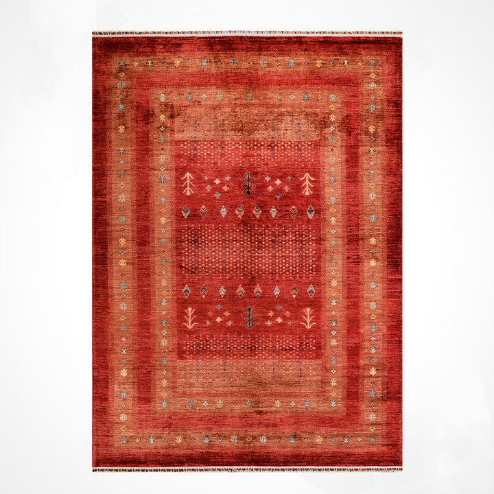 Khorjin Orijinal El Dokuması Kırmızı Kök Boya Yün Halı 215x286 6.15 Metrekare - 7x10 ft