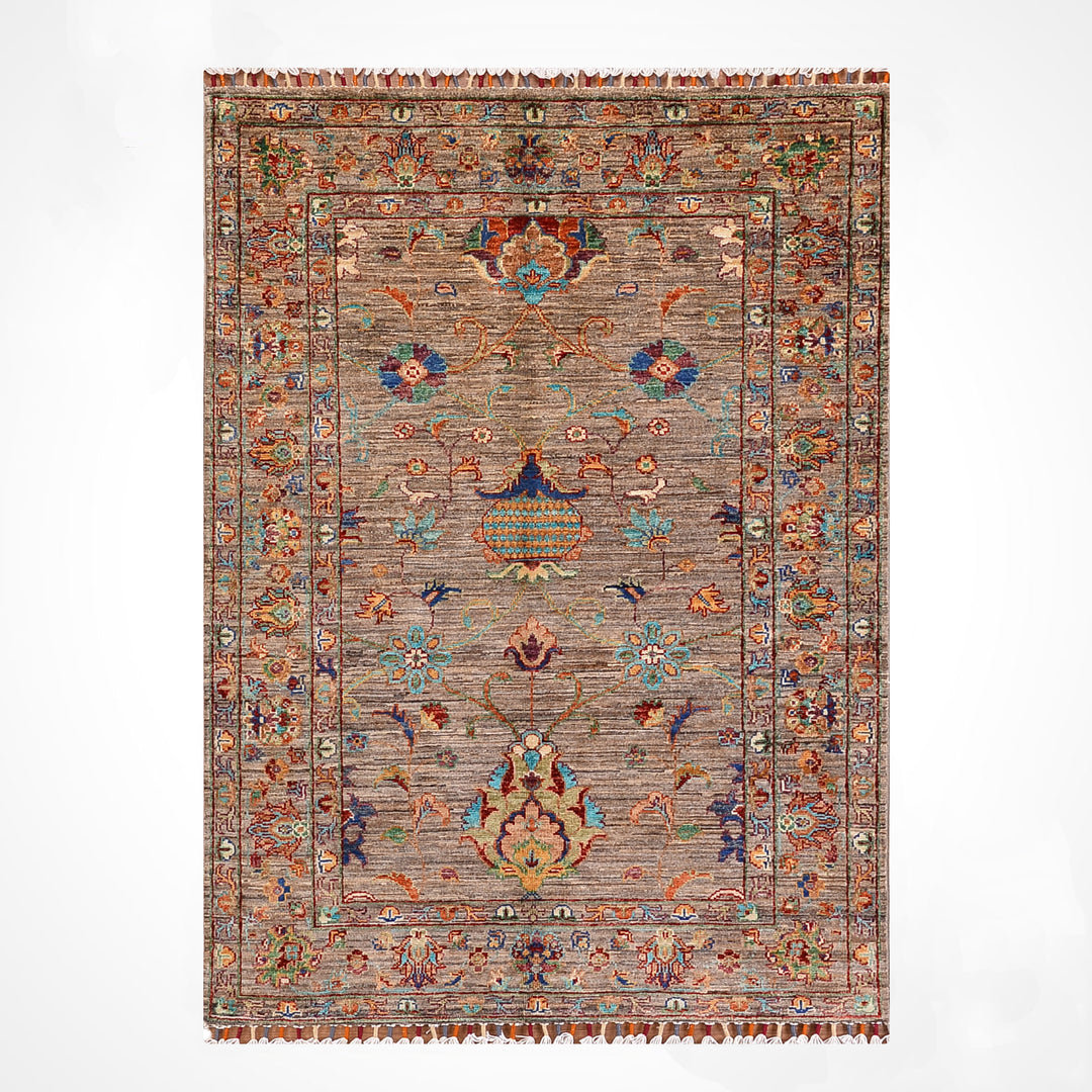Sultani Binbirgece Orijinal El Dokuması Bej Kök Boya Yün Halı 105x157 1.65 Metrekare - 3x5 ft