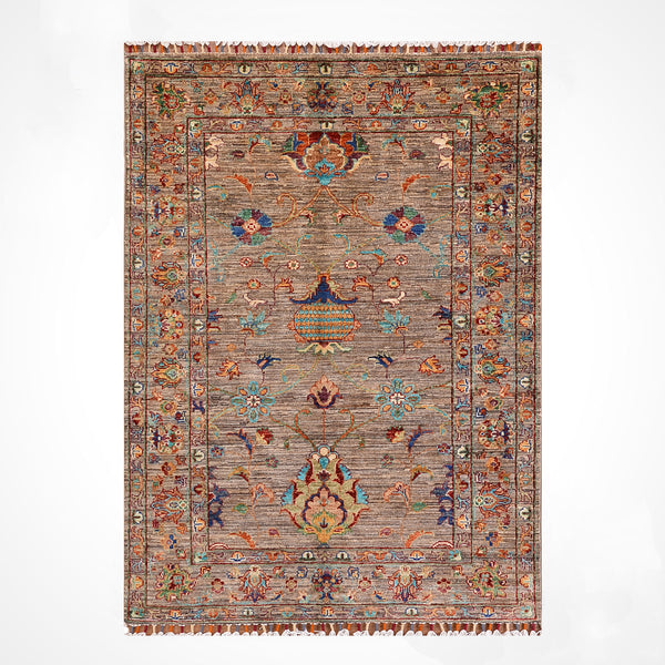 Sultani Binbirgece Orijinal El Dokuması Bej Kök Boya Yün Halı 105x157 1.65 Metrekare - 3x5 ft