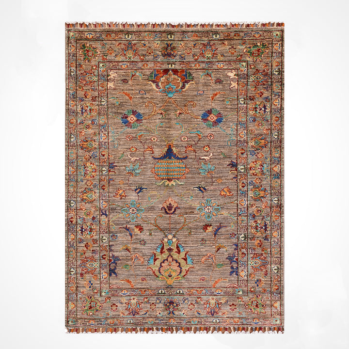 Sultani Binbirgece Orijinal El Dokuması Bej Kök Boya Yün Halı 105x157 1.65 Metrekare - 3x5 ft