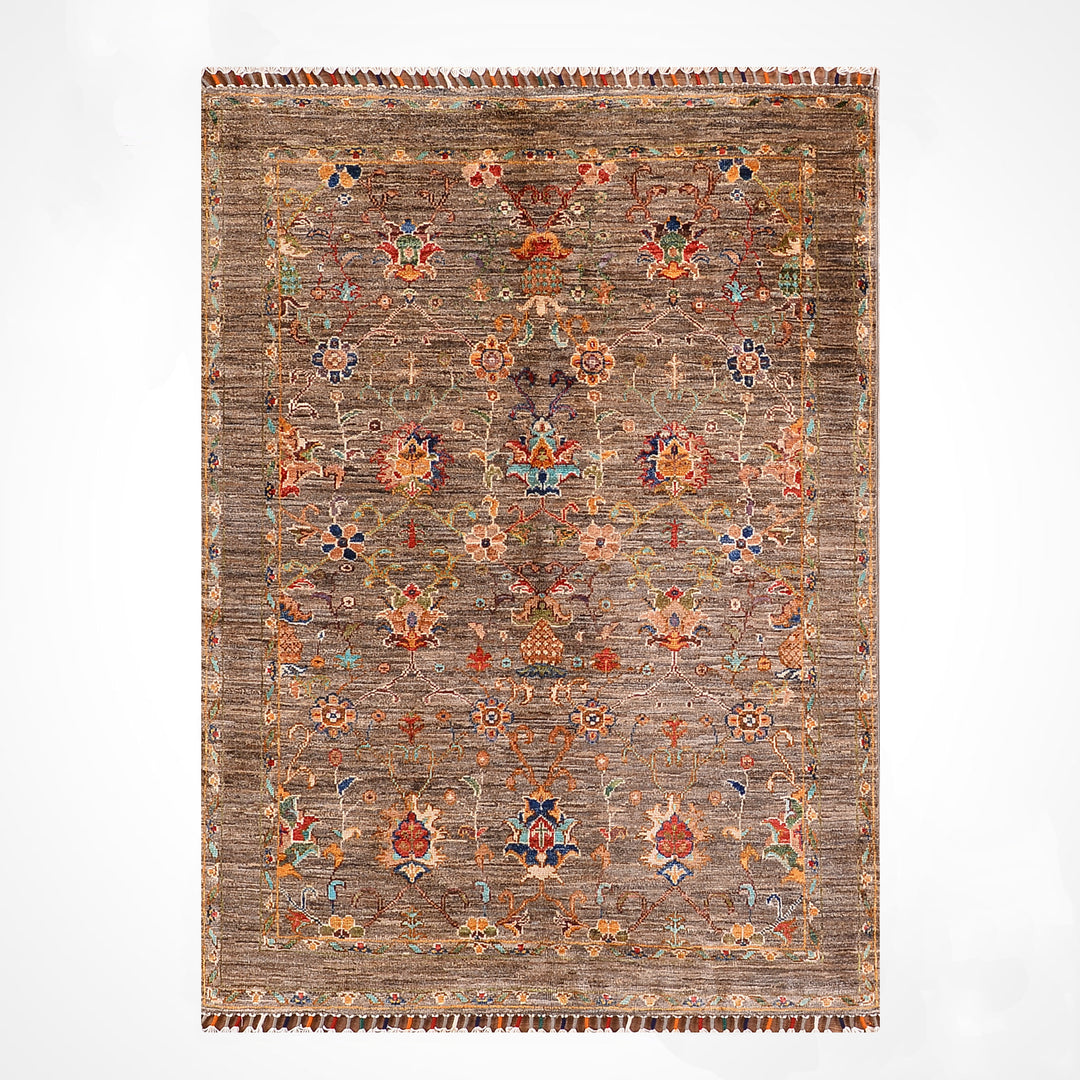 Sultani Binbirgece Orijinal El Dokuması Bej Kök Boya Yün Halı 106x152 1.61 Metrekare - 3x5 ft