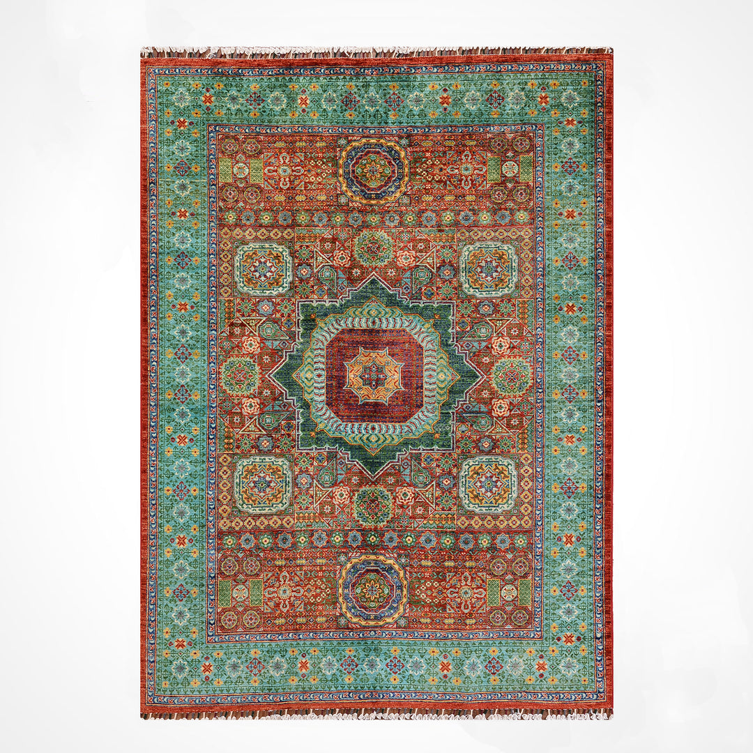 Memlük Orijinal El Dokuması Multi Kök Boya Yün Halı 172x223 3.84 Metrekare - 5x8 ft