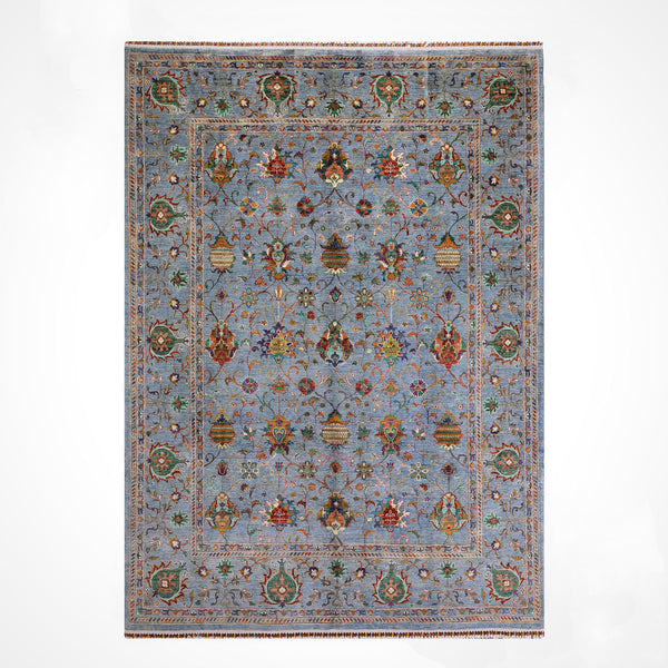 Sultani Binbirgece Orijinal El Dokuması Gri Kök Boya Yün Halı 250x292 7.30 Metrekare - 7x10 ft