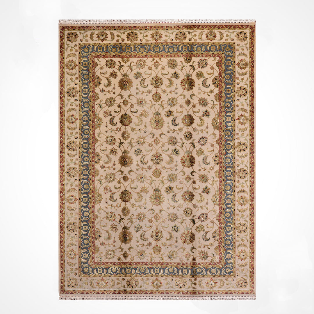 Hint Uşağı Aurora Orijinal El Dokuması Bej Yün İpek Halı 200x300 6 Metrekare - 7x10 ft