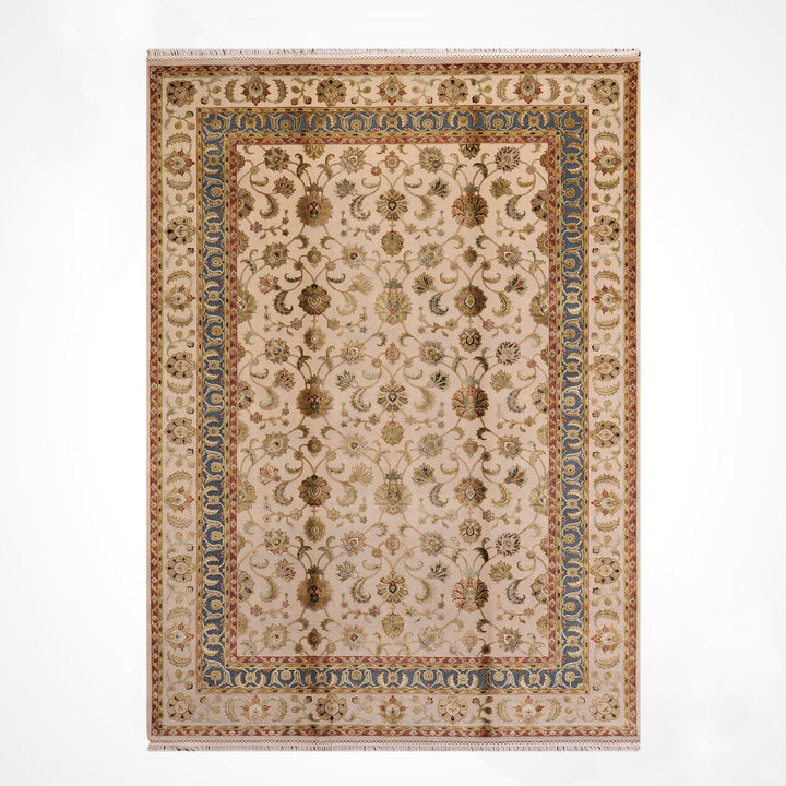 Hint Uşağı Aurora Orijinal El Dokuması Bej Yün İpek Halı 200x300 6 Metrekare - 7x10 ft