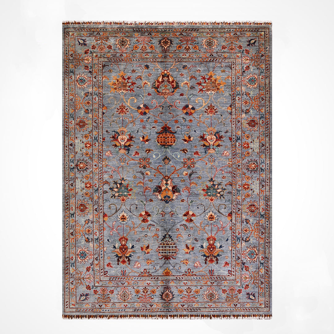 Sultani Binbirgece Orijinal El Dokuması Gri Kök Boya Yün Halı 173x248 4.29 Metrekare - 5x8 ft