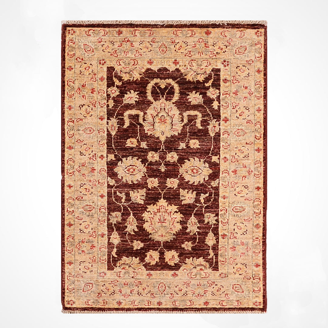 Uşak Orijinal El Dokuması Bordo Kök Boya Yün Halı 0.61x0.93 0.67 Metrekare - 2x3 ft