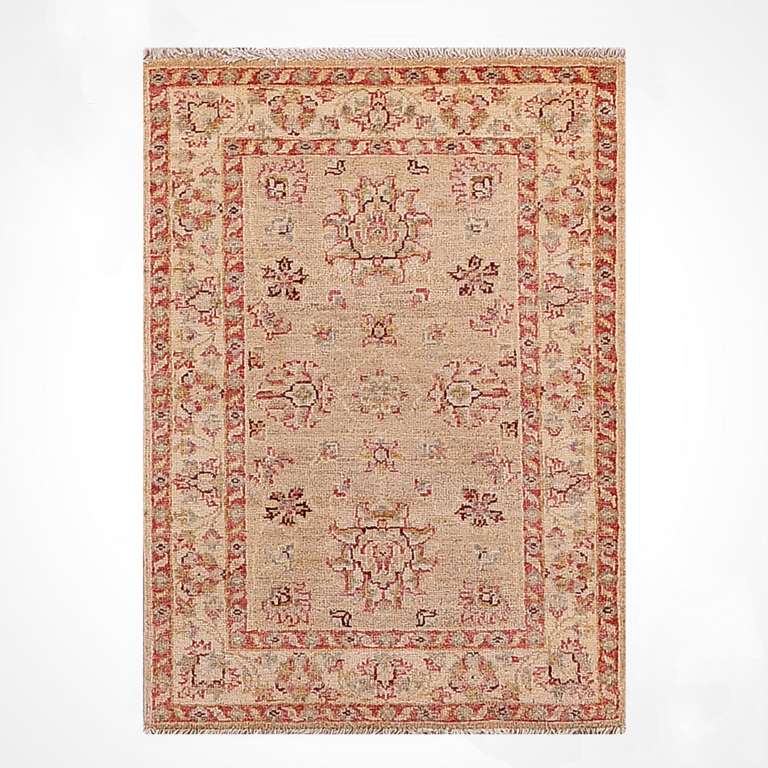 Uşak Orijinal El Dokuması Bej Kök Boya Yün Halı 0.60x0.94 0.56 Metrekare - 2x3 ft