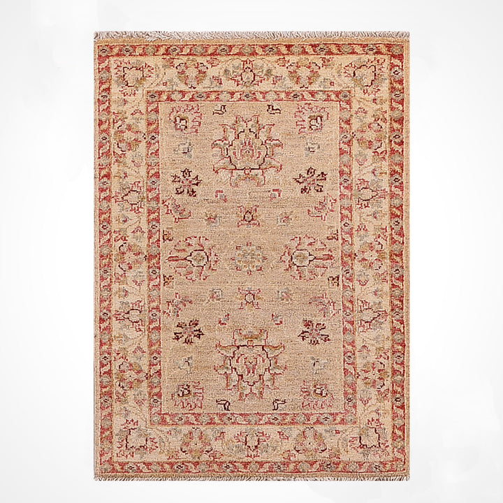 Uşak Orijinal El Dokuması Bej Kök Boya Yün Halı 0.60x0.94 0.56 Metrekare - 2x3 ft