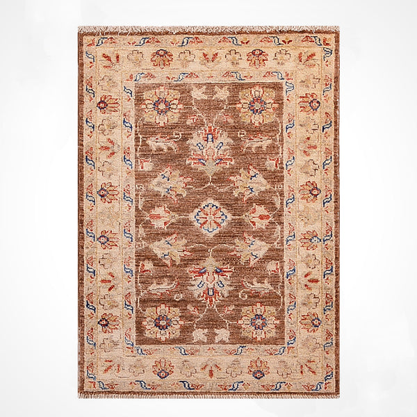 Uşak Orijinal El Dokuması Kahverengi Kök Boya Yün Halı 0.60x0.92 0.55 Metrekare - 2x3 ft