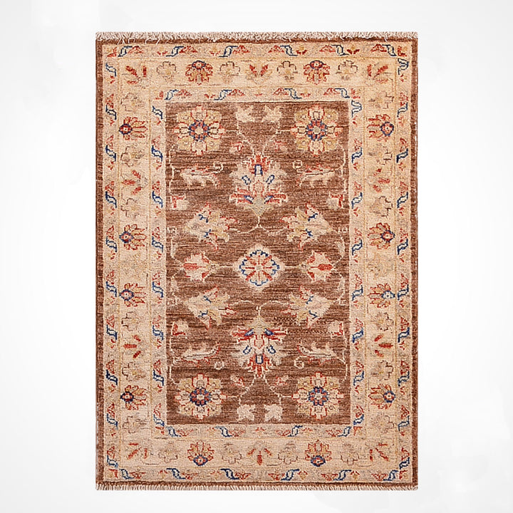 Uşak Orijinal El Dokuması Kahverengi Kök Boya Yün Halı 0.60x0.92 0.55 Metrekare - 2x3 ft
