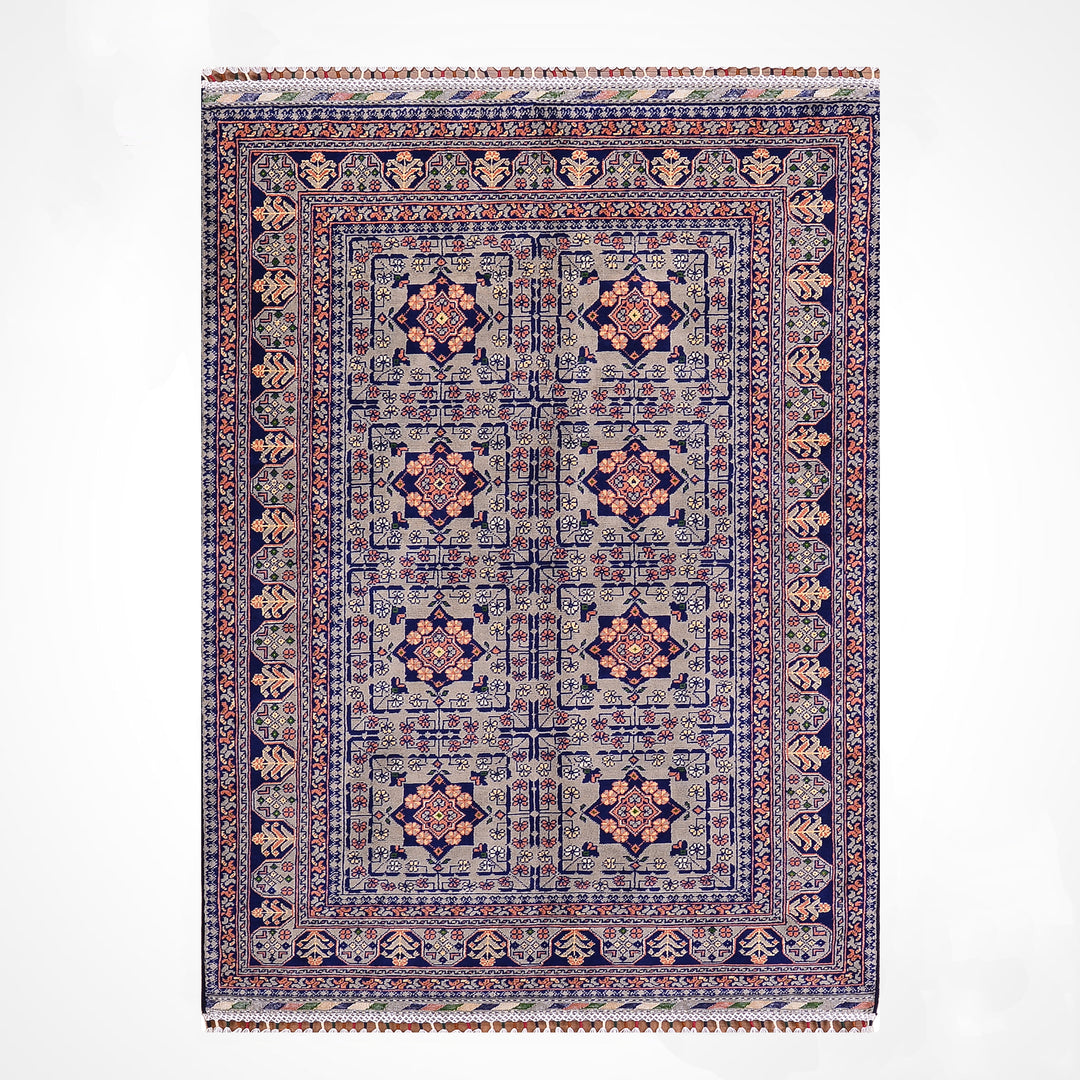 Afgan Halısı Hamyap Orijinal El Dokuması Gri Kök Boya Yün 119x192 2.28 Metrekare - 4x6 ft