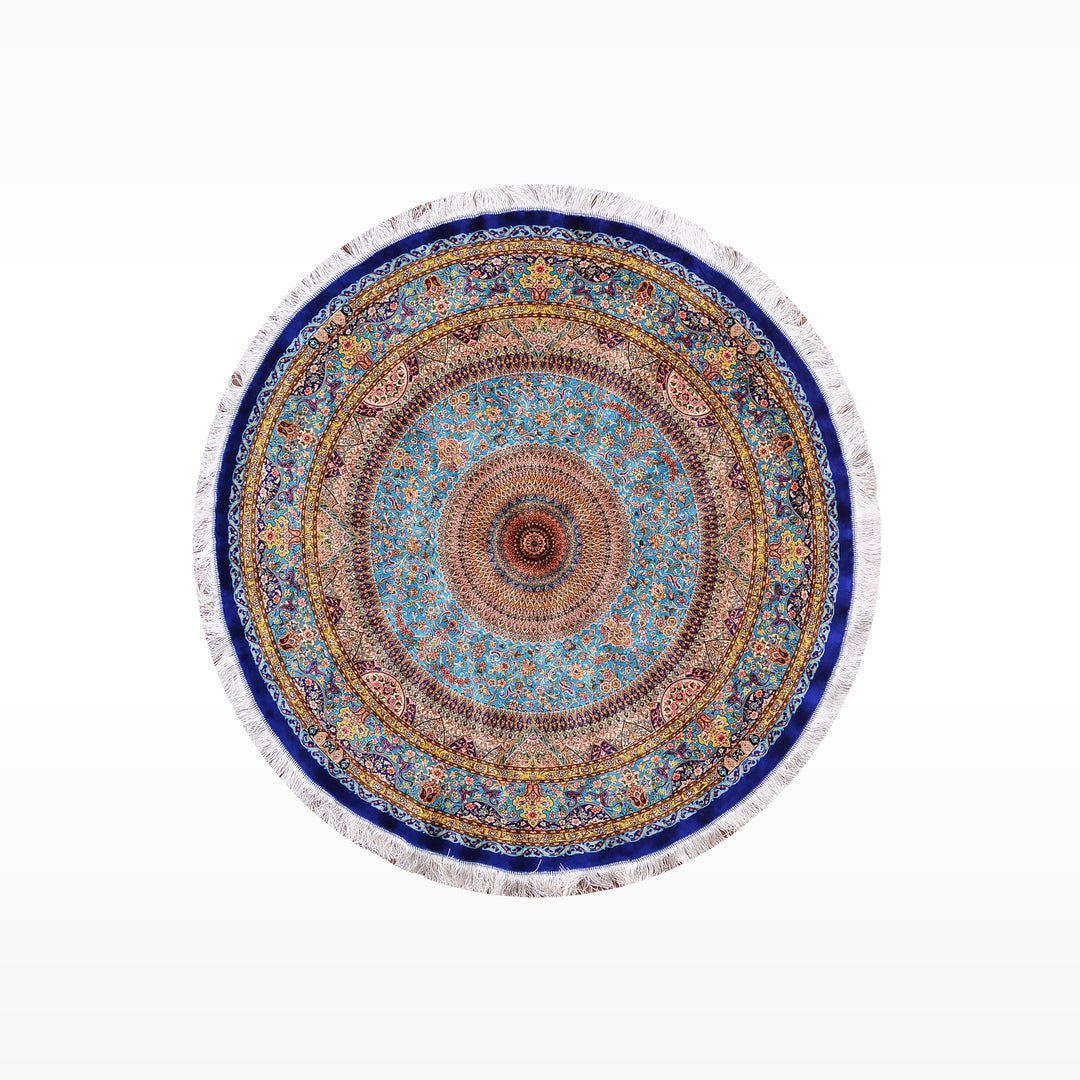 İran Kubbe Turkuaz Modal İpeği Halı 150x150 2.25 Metrekare - 5x5 ft