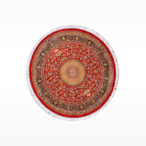 İran Kubbe Kırmızı Modal İpeği Halı 150x150 2.25 Metrekare - 5x5 ft